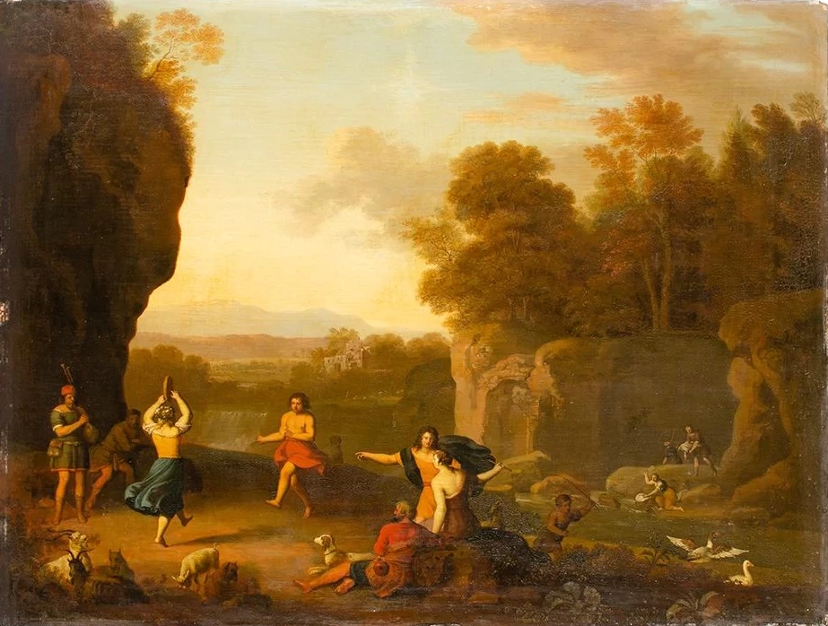 Paesaggio con figure danzanti